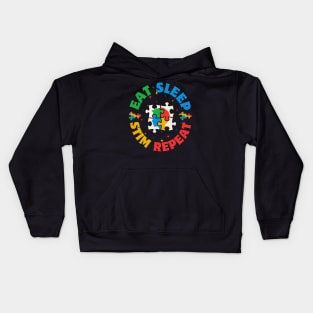 Eat Sleep Stim Repeat Autism Awareness Kids Hoodie